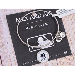 NEW NWT Alex and Ani Detroit Tigers MLB Baseball Silver Bracelet W/ Card